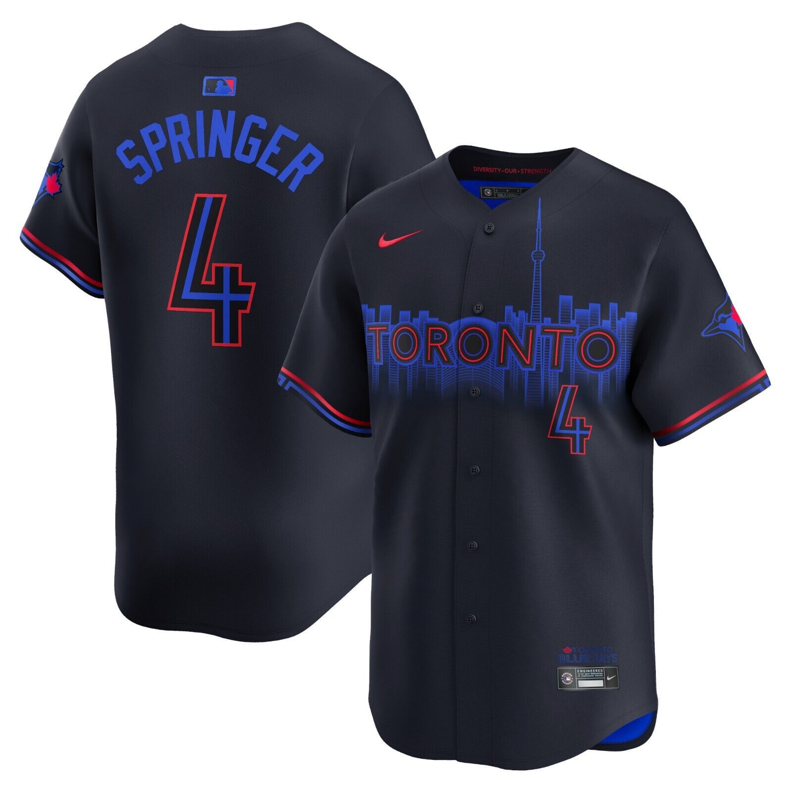 2024 Men Toronto Blue Jays #4 Springer City Connect Nike Dri-FIT MLB Limited black Jersey->women mlb jersey->Women Jersey
